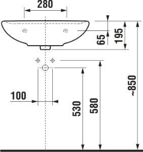 Praustuvas Jika LYRA PLUS, 550x450x195 mm, su 1 anga maišytuvui viduryje