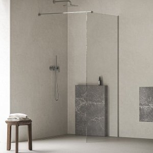 Stacionari dušo sienelė Walk In Wall Air 100/200 cm, blizgiu profiliu, skaidriu stiklu