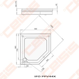 Dušo padėklas PAA CLASSIC 900x900x500 su panele ir kojelėmis, baltas