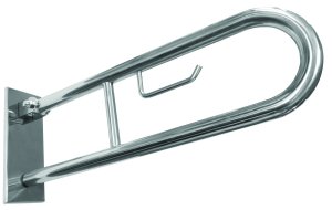 Atlenkiama atrama Bemeta Help 600 mm su WC popieriaus laikikliu ir tvirtinimo apdaila. Matinis nerūdijantis plienas