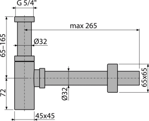 Praustuvo sifonas Alcadrain A401 Design DN32, kvadratinis, chromo spalvos