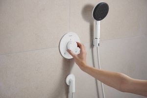Dekoratyvinė dalis potinkiniam termostatiniam maišytuvui HANSGROHE Ecostat Comfort S, 2 funkcijos, spalva - balta matinė