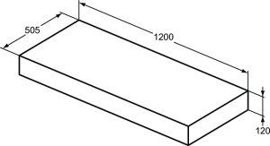 Lentyna Ideal Standard Adapto praustuvui, 1200x505x120, balta blizgi, be išpjovų, be tvirtinimų