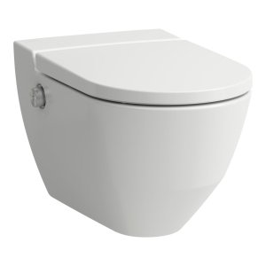 Pakabinamas unitazas Laufen CLEANET NAVIA, Rimless, su higieninio dušo funkcija, su lėtai užsidarančiu dangčiu, spalva - balta LCC (LAUFEN Clean Coat)