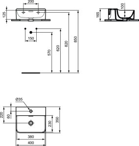 Praustuvas Ideal Standard Conca, matmenys: 400x350x165 mm