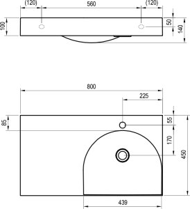 Praustuvas Ravak Lite 800x450 mm (K)