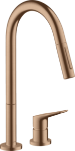 Plautuvės maišytuvas AXOR Citterio M 220, 2 dalių, su ištraukiama galvute, šlifuoto raudono aukso spalvos (Brushed Red Gold)