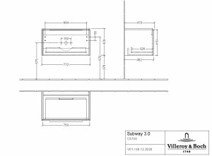 Spintelė apatinė Subway 3.0 772x429x478 Briliant white, chromuotos rankenėlės