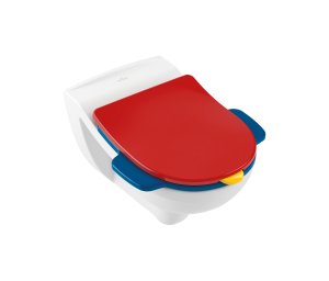 Unitazo dangtis su 2 sėdynėm VILLEROY&BOCH O.Novo raudonos geltonos ir mėlynos spalvų