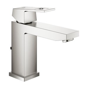 Praustuvo maišytuvas GROHE Eurocube M dydis, su dugno vožtuvu, nerūdijančio plieno spalvos