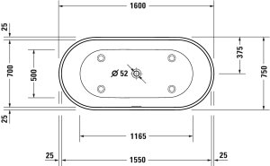 Vonia D-Neo 1600x750, laisvai pastatoma