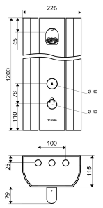 Dušo panelė Schell LINUS DP-SC-T, su ThermoProtect termostatiniu maišytuvu, aliuminio korpusas