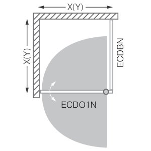 Šoninė dušo sienelė ROTH ECLUSIVE LINE ECDBN/900 juodos spalvos profilis + skaidrus (Transparent) stiklas