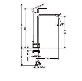 Praustuvo maišytuvas HANSGROHE Rebris S 240 CoolStart, su dugno vožtuvu, spalva - juoda matinė (matt black)