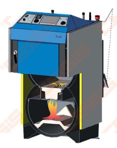 Plieninis dujų generacinis kieto kuro katilas Atmos DC 50 S; 35-49kW