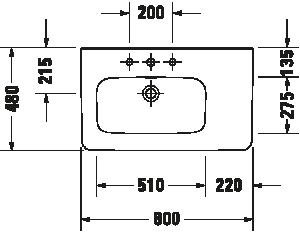 Praustuvas Duravit Durastyle 80x40 asimetrinis