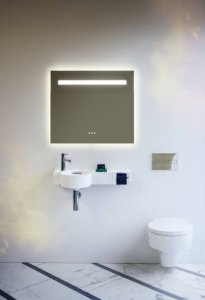Veidrodis Laufen LEELO 450x40x800 mm, su aliuminio rėmu, su horizontaliu LED šviestuvu, 1 lietimo jutiklis