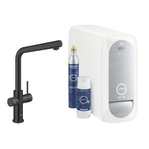 Plautuvės maišytuvo komplektas su filtravimo ir gazavimo funkcija GROHE Blue Home L, matinis juodas (Velvet Black)