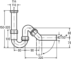 Plautuvės sifonas Viega, DN40 1 1/4"