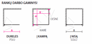 Dušo durys perlenkiamos švytuoklinės kairinės Fold 89-90x200cm  (45x45) skaidrus stiklas anoduotas profilis