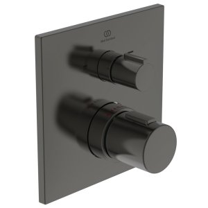 Dekoratyvinė dalis vonios/dušo maišytuvo Ideal Standard Ceratherm T100, termostatinė, kvadratinė, spalva - juoda matinė