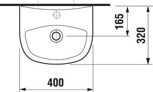 Praustuvas Jika ZETA, 400x320x155 mm, su 1 anga maišytuvui viduryje