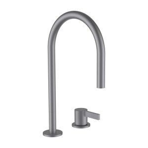 Maišytuvas praustuvui Kartell by Laufen, 2 dalių, snapo ilgis 166mm, sukiojamas snapas, be dugno vožtuvo, šlifuotas nerūdijantis plienas (PVD danga)