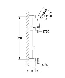 Komplektas dušo Grohe Tempesta Cosmopolitan 100 2 srovių 60cm stovas