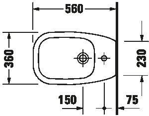 Pastatoma bidė Duravit D-code 360x560 mm