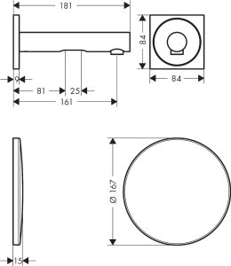 Praustuvo maišytuvas AXOR Uno 161 mm, elektroninis, iš sienos, šlifuotos bronzos spalvos (Brushed Bronze)
