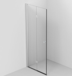 Dušo durys perlenkiamos švytuoklinės kairinės Fold 89-90x200cm  (45x45) skaidrus stiklas anoduotas profilis
