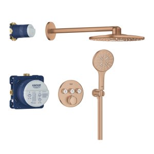 Potinkinis dušo komplektas Grohe Smartcontrol su apvalia galva 310 3 funkcijų 2 srovių matinės rausvo aukso spalvos