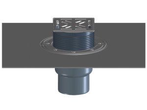 Trapas terasoms su neužšąlančiu sifonu ir bituminiu flanšu, vertikalus,   DN75/110 145x145mm/138x138mm