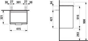 Spintelė praustuvui Laufen BASE 415x325x530 mm, 1 durelės (lankstai kairėje), praustuvui 815961, spalva- balta matinė