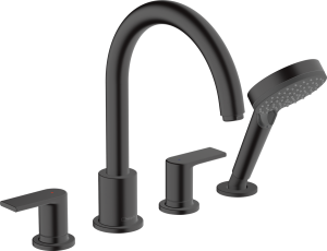 4 dalių vonios maišytuvas HANSGROHE Vernis Shape, iš vonios krašto, spalva - juoda matinė