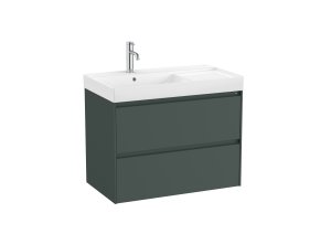 Spintelė su praustuvu Roca ONA 800x460x645 mm, 2 stalčiai, kairinis praustuvas, spintelės spalva - highland green