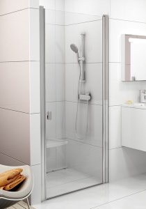 Dušo durys nišai Ravak Chrome CSD1-80, satino spalvos profiliu, skaidriu stiklu
