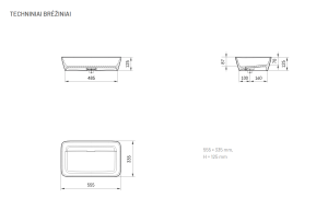 Praustuvas QUADRO ON 555x335, H125, silkstone, Matte CaffeLatte spalva