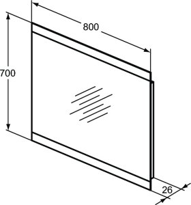 Veidrodis Ideal Standard 80x70 cm, su apšvietimu
