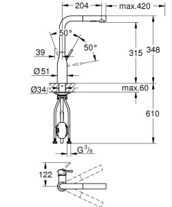 Plautuvės maišytuvas GROHE Essence L su ištraukiama žarna, matinio rausvo aukso spalvos (Brushed Warm Sunset)