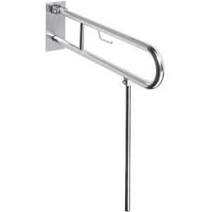 Atlenkiama atrama Bemeta Help 750 mm, su WC popieriaus laikikliu ir tvirtinimo apdaila, matinis nerūdijantis