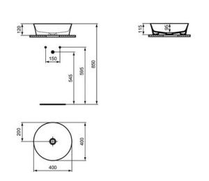 Praustuvas-dubuo Ideal Standard Ipalyss Round, matmenys 400x400x120mm