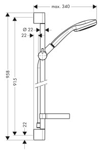 Dušo komplektas HANSGROHE Croma 100 Vario / Unica C 0.90 m