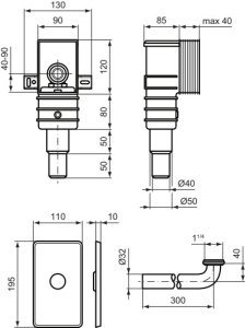 Sifonas praustuvui Ideal Standard, potinkinis, Ø32