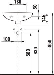 Praustuvas Jika LYRA PLUS, 400x310x145 mm, su 1 anga maišytuvui kairėje