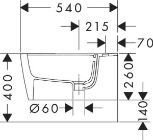 Pakabinama bidė Hansgrohe EluPura S, 540 mm, su HygieneEffect danga