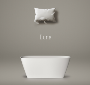 Vonia DUNA 1500x650, akmens masės balta