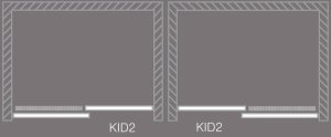Stumdomos dušo durys ROTH KINEDOOR LINE KID2/130 montavimui į nišą su brillant spalvos profiliu ir skaidriu stiklu
