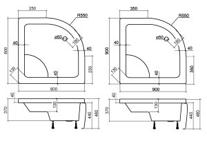 Dušo padėklas ROTH VIKI LUX 80x80 iš supresuotų sluoksnių su GREENSIR laikikliu (radius 550)