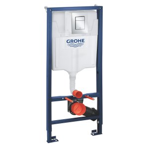 Potinkinis WC rėmas GROHE Rapid SL (3in1) su chromuotu Grohe Skate Cosmopolitan S mygtuku ir tvirtinimo elementais